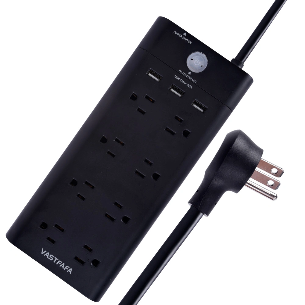 USA 8 AC Outlets 3 USB Ports Switch Electrical Socket Board Power Surge Protector
