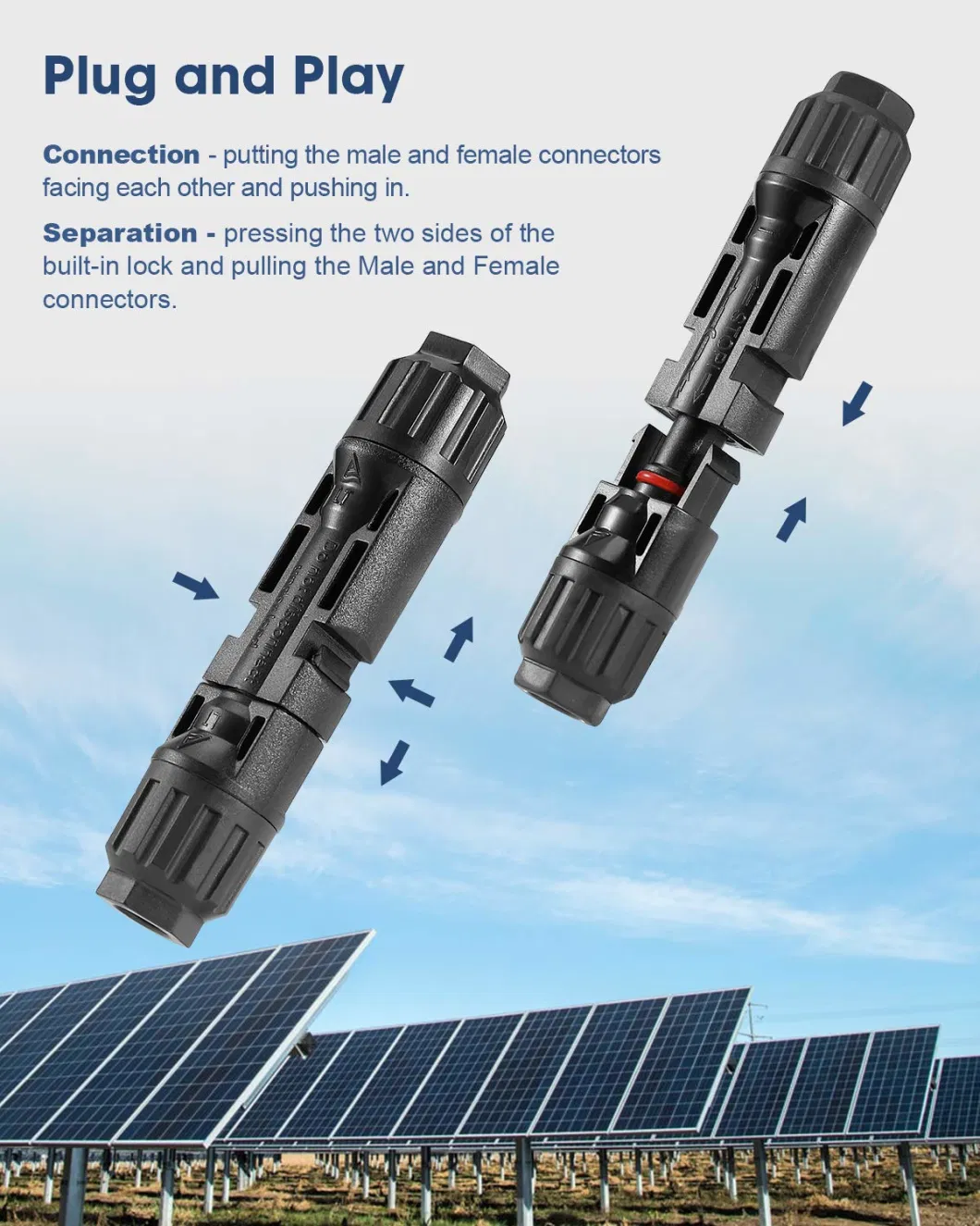 High Quality Waterproof Photovoltaic Cell IP67 DC 1000V 30A Solar Cable Connector Solar Cell Connector