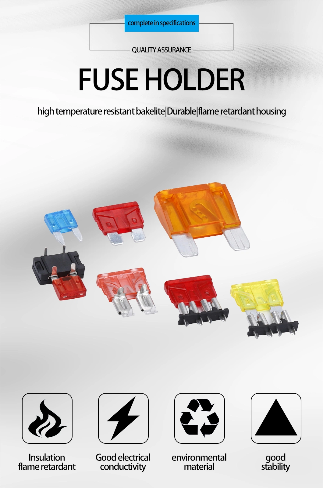 10 Gauge Fuse Holder Atc/ATO, in-Line Automotive Blade Fuse Holder with Standard Car Fuses, 15A 20A 25A 30A 35A 40A Automotive Replacement Fuses